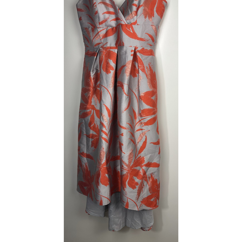 NWT Hutch High Low Spaghetti Strap Satin Midi Dress Pleated Gray Orange Size 8 - Picture 8 of 15